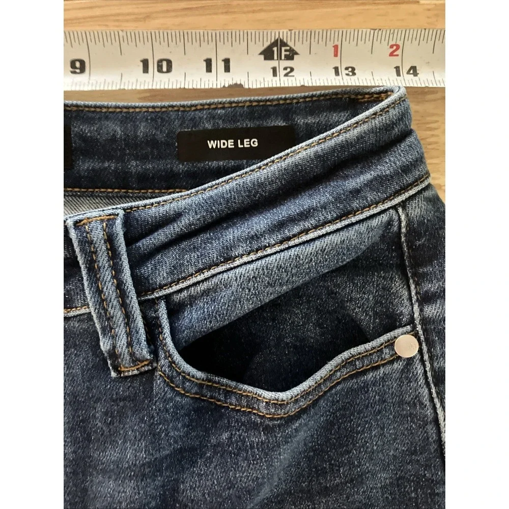 Judy Blue Wide Leg Jeans Womens 7/28 Blue Dark Wash Crop Stretch Denim
